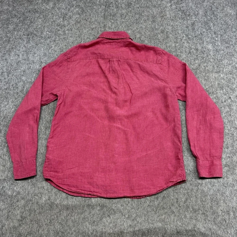 Banana Republic Shirt Mens M Pink Linen Long Sleeve Button Standard Fit Casual